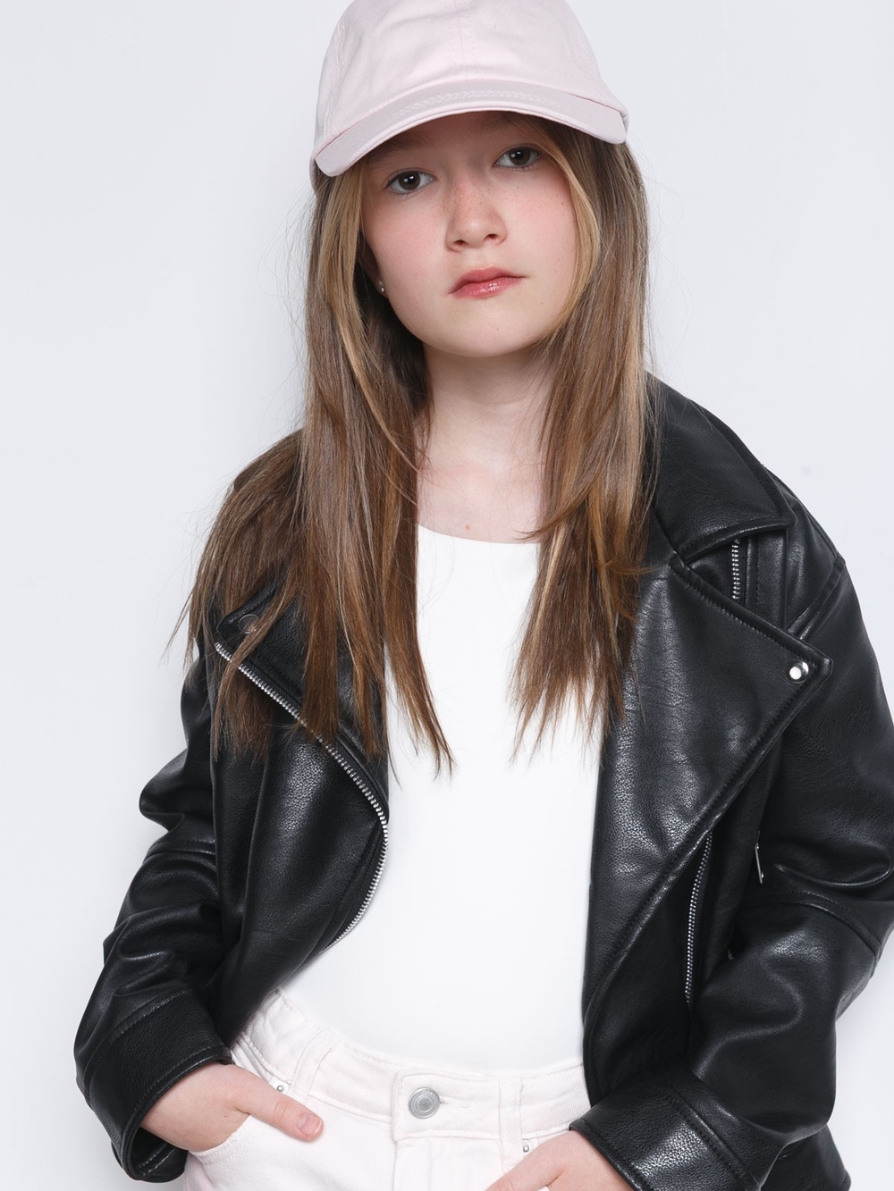 Girls Black Faux Leather Moto Jacket H and M